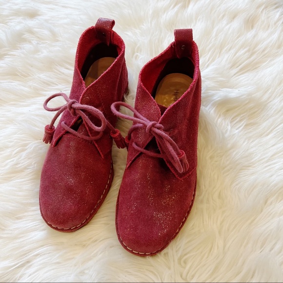 Hush Puppies NWOB Cyra Catelyn Wine Sparkle Suede Ankle Chukka Boots Size 5.5 - Picture 3 of 8